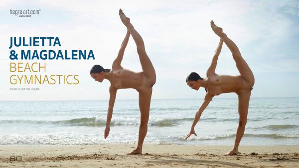 Julietta og Magdalena strandgymnastikk